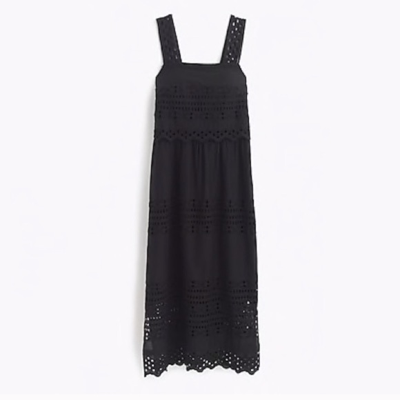 J. Crew Black Eyelet Midi Dress - Picture 3 of 8